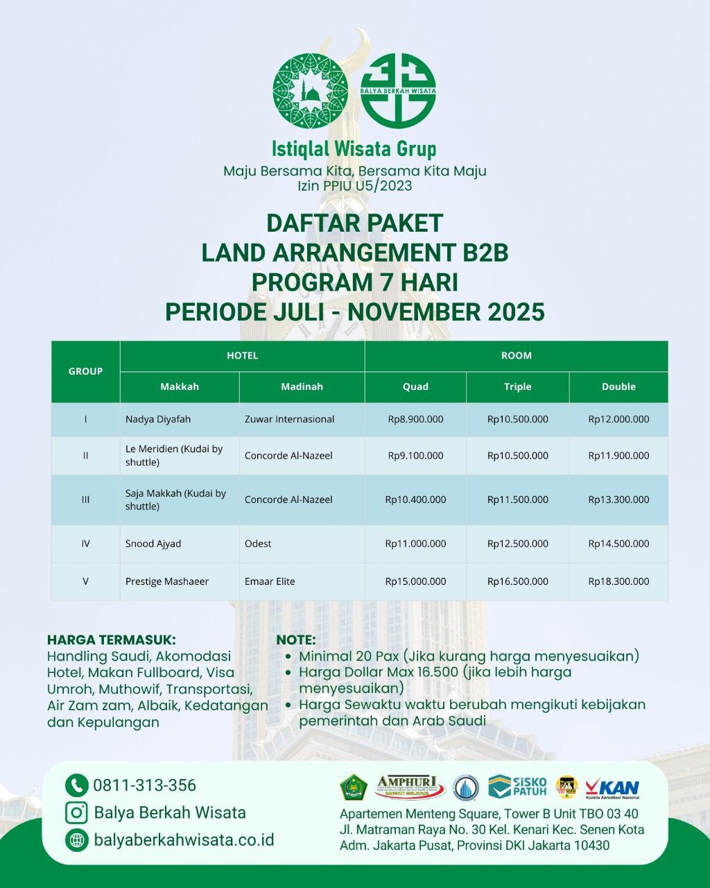 Paket LAND ARRANGEMENT B2B
